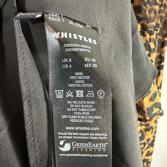 Whistles Classic Leopard Shirred Long Sleeve Mini Dress Size US 4 - Picture 4 of 11